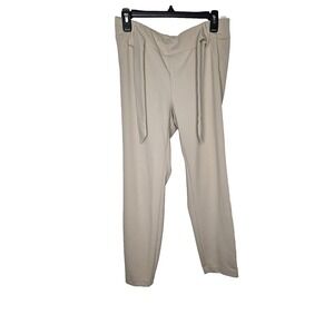 SOHO Apparel Beige Tie Waist Pants Women's Medium M Slim Tapered Stretch Casual